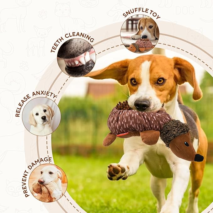 2 in1 Interactive Hedgehog Dog Toy, Plush Dog Treat Puzzle Toy, Enrichment Toys for Puppy(Not for Aggressive Chewers)