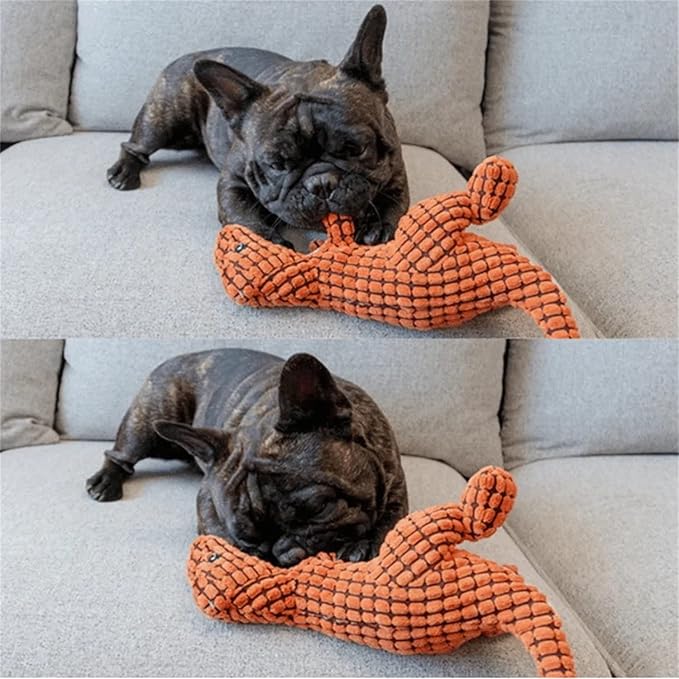 2023 New Indestructible Robust Dino, Durable Interactive Robustdino Dog Toy, Squeaky Dog Toys For Aggressive Chewers, Soft Dog Toys, Unbreakable Stuffed Plush Dog Toy Aggressive Chewers (A ORANGE)