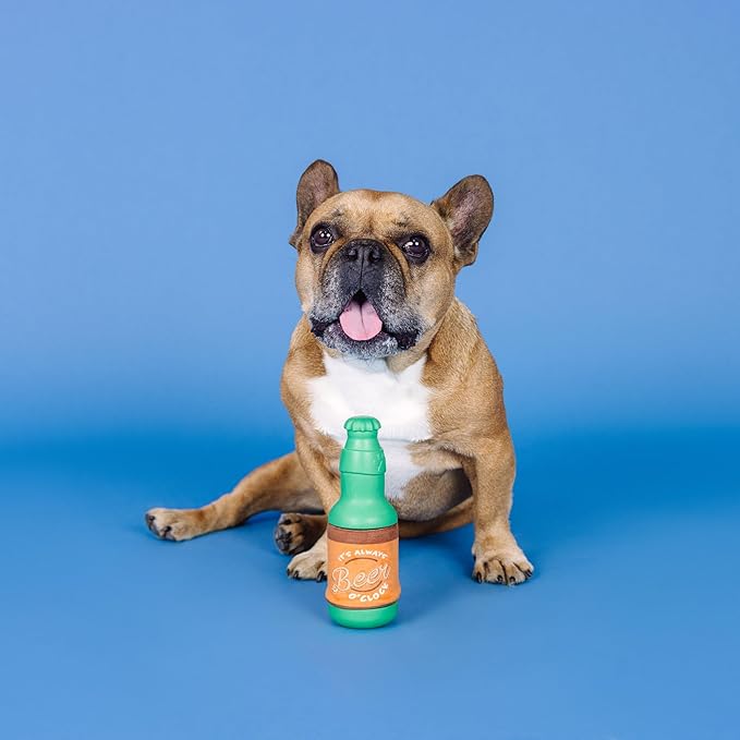 Fringe Studio Beer O'CLOCK Rubber Dog Toy with Plush Exterior, Pet Shop Collection (519025)