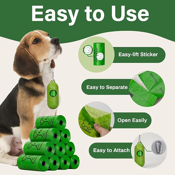 Dog Poop Bags With Dispenser, Strong and Leak-proof Waste Bags for Pets, Floral Scented, 270 Count (18 Packs of 15), 13 Inch x 9 Inch (Green)