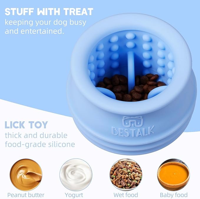 Dog Enrichment Treat Toy, Long-Lasting Wobbly Interactive Freeze Lick Toys for Dogs, Stuffable Puzzle Feeder Toy for Boredom, Silicone Treat Dispensing Chew Toy (Baby Blue,S)