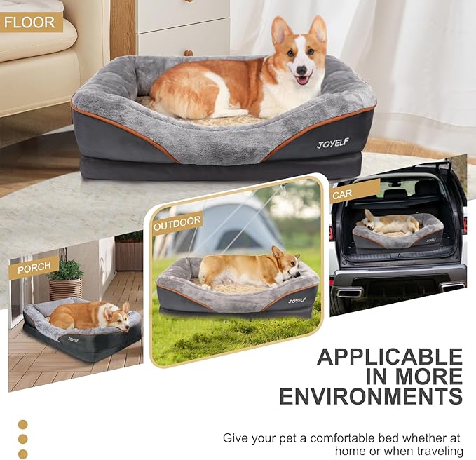JOYELF XLarge Memory Foam Dog Bed, Orthopedic Dog Bed & Sofa with Removable Washable Cover and Squeaker Toy as Gift