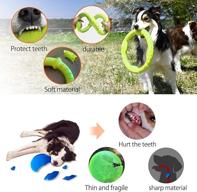 LaRoo 11.8 Inch Heavy-Duty Dog Flying Ring - Floating Chew Toy for Aggressive Chewers, Interactive Tug of War & Teething Toy for Medium/Large Dogs, Waterproof Outdoor Fetch Toy (Green)