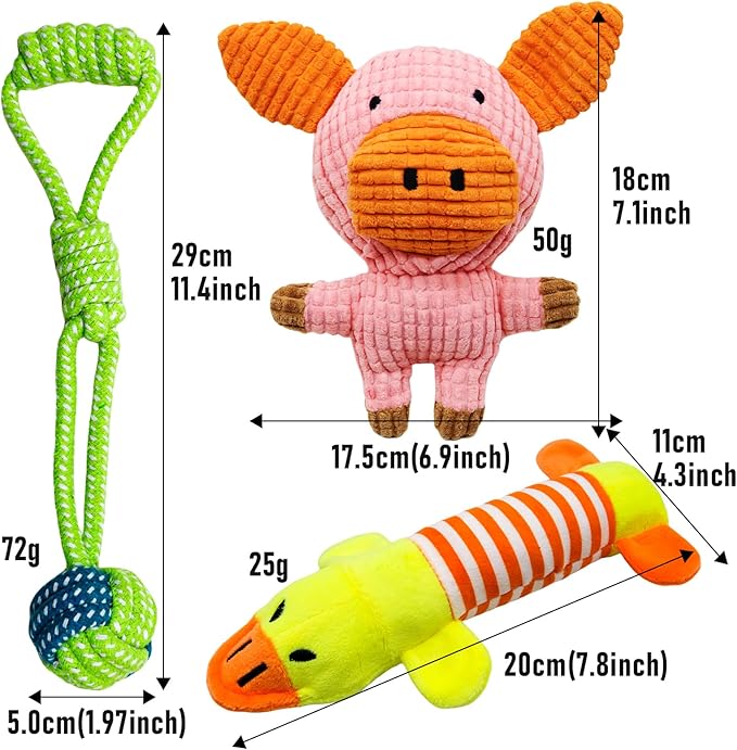 12 Pack Dog Squeaky Toys: Cute Interactive Plush Chew Toys with Rope, Puppy Teething Toys Bundle for Small Medium Dogs to Keep Busy
