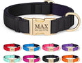 PET ARTIST Colorful Personalized Dog Collars, Custom Dog Collar with Silent Engraved ID Tag, Lightweight Breathable Nylon & Soft Padded, Matching Leash & Poop Bag for Large Dogs,Black,L Fit 15-23"