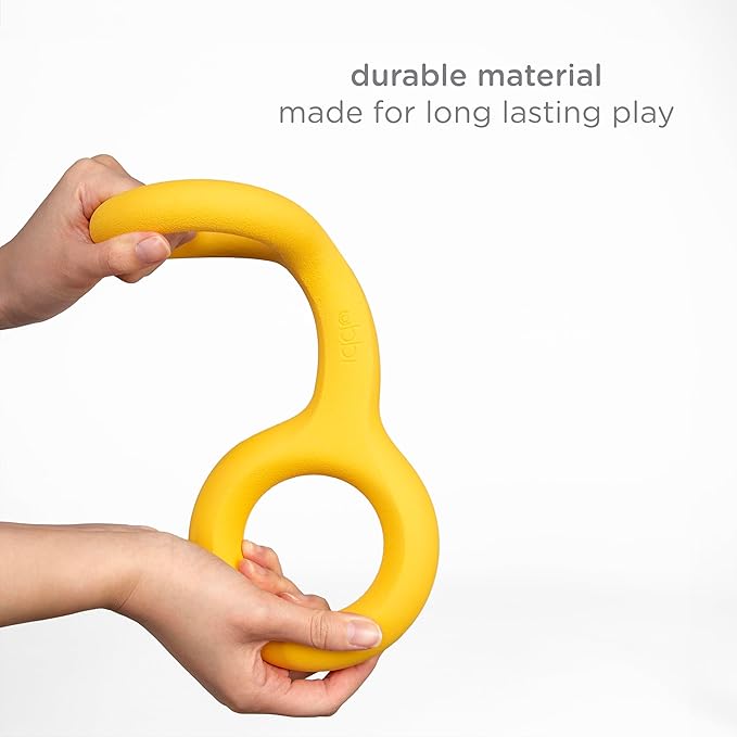 Ubbi Tuggle Dog Toy, Durable Natural Rubber Tug Toy with Ergonomic Grip for Medium to Large Dogs, Dishwasher Safe Interactive Fetch & Tug Toy, Yellow