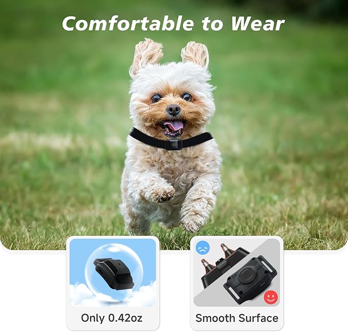 Tiniest Bark Collar for Small Dogs 5-15lbs, Only 1.6 * 1in & 0.42oz, No Shock with Vibration &Sound, Extra Small & Rechargeable, 5 Sensitivity Levels（Black）