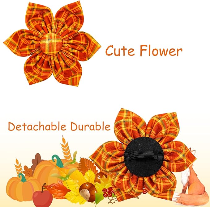 Elegant Tail Fall Little Dog Collar, Halloween Plaid with Flower Girl Boy Pet Collar for X-Small Dogs