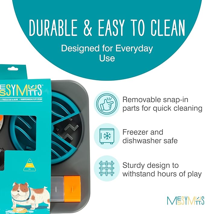 Messy Mutts Flip’n Slide Puzzler | Large | 16” x 13” Expert Level Puzzle Feeder for Dogs | Interactive Slow Feeder Puzzle for Food/Treats | Enrichment Dog Toy
