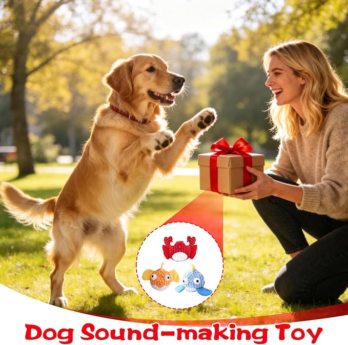 Squeak Dog Toys for Aggressive Chewers, No Stuffing Squeak Dog Chew Toys for Aggressive Chewers, Interactive Dog Toy Ball with Crinkle Paper for Medium Dogs, Large & Small Breeds (F-Whale+Fish)