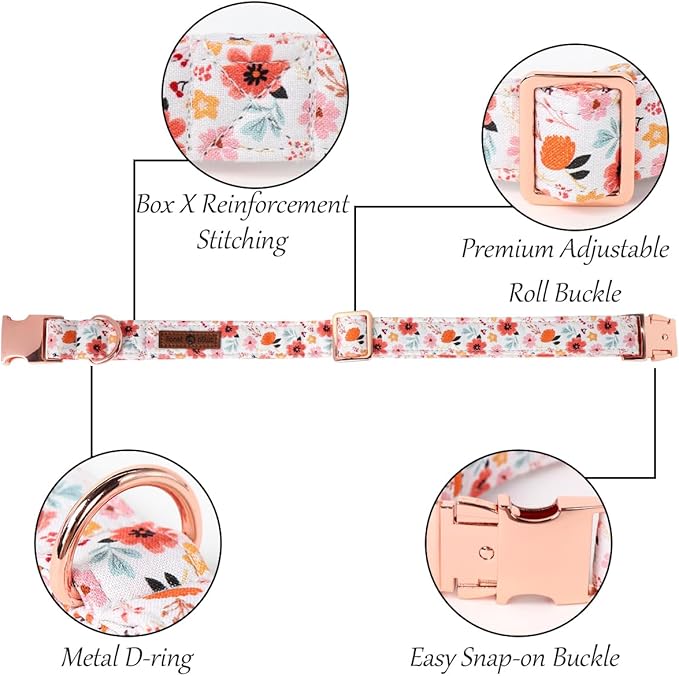 Lionet Paws Design Dogs Collar Cute Flower Sailor Bow Dog Collars for Girl Female Small Medium Dogs with Summer Floral XS