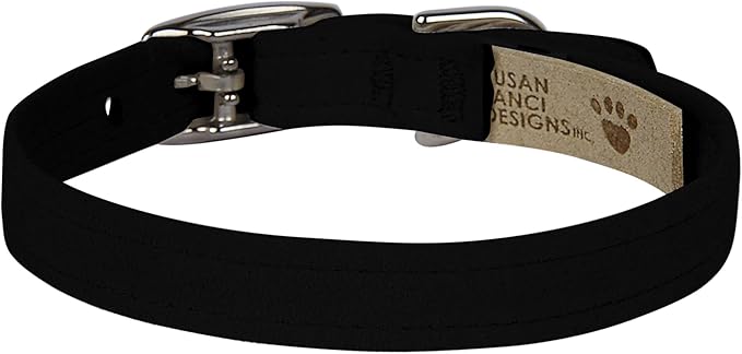 Susan Lanci Designs Ultrasuede Premium Dog Collar, Black, Medium