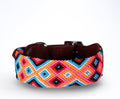 Eternia Premium Leather Dog Collar - Adjustable Handcrafted Collar for Small to Large Dogs (Pink/Orange, L)