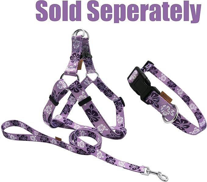 Dog Collar, Cute Floral Pattern, Soft and Adjustable Collar with Quick Release Buckle (XS (Neck 9-13", Width 3/8"), Hawaiian Purple)