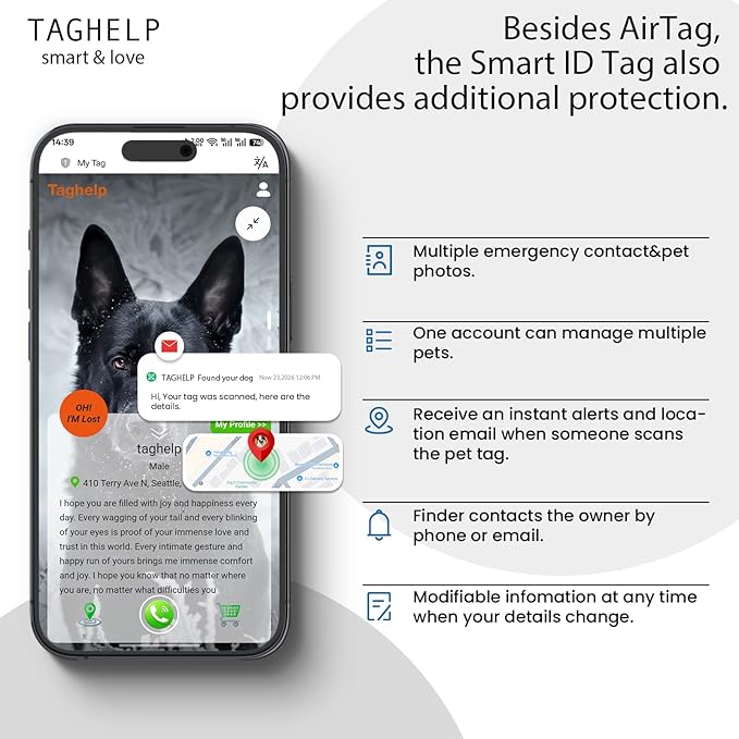 AirTag Dog Collar with QR Code, Tactical Waterproof AirTag Holder, Smart No-App ID Tag for Lost Pet Recovery, Padded Comfort for Medium and Large Dogs (Green,M)