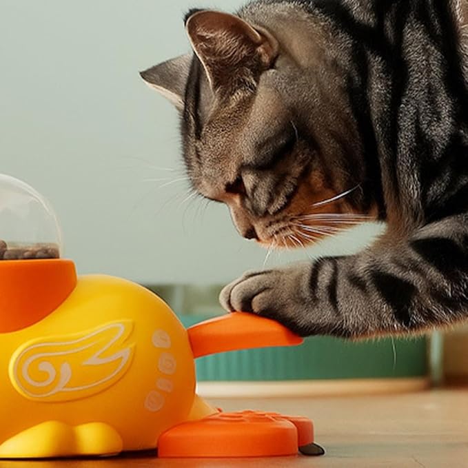 Duck Treat Dispenser for Dogs, Dog Interactive Treat Dispenser Toy, Dog Slow Feeder Puzzle Toy Prevents Bloating, Interactive Treat Dispensing Toys for Small Cats,Dogs (Yellow)