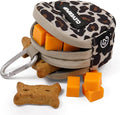 Cleverpup Snackpack Double Insulated Dog Treat Pouch – 1.5 Cup Capacity, 2 BPA-Free Waterproof Zipper Pockets, Carabiner for Belt/Leash – Compact Training & Travel Bag – Leopard