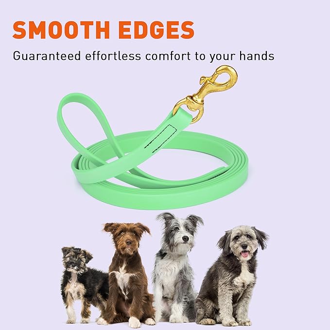 Viper Biothane K9 Working Dog Leash Waterproof Lead for Tracking Training Schutzhund Odor-Proof Long Line with Solid Brass Snap for Puppy Medium and Large Dogs, 33ft Sea Foam Green