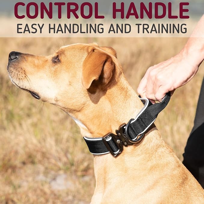 Leash Boss Tactical Dog Collar - Dog Collar with Handle Heavy-Duty Adjustable Military K9 Collar with Quick Release Buckle and Handle - for Training