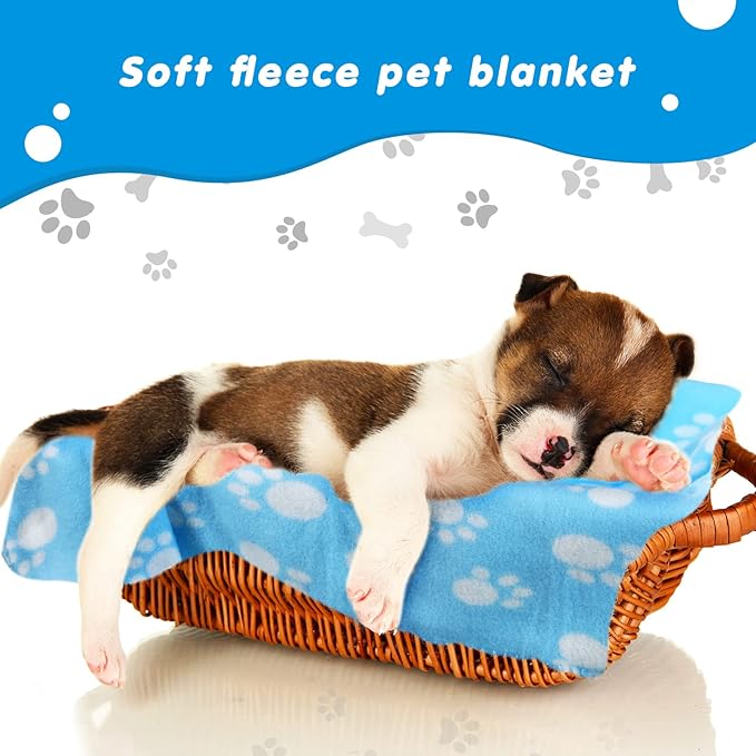 Chumia 28 Pieces Puppy Blanket Bulk Small Fleece Pet Blanket for Puppy Dogs Kitten Cats Pets Soft Warm Paw Print Sleep Mat Bed Covers, 28 Styles(27.5 x 39.3 Inch)