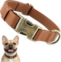 Leather Dog Collar Silicone Soft Flexible Waterproof Odor-Proof Durable Thick Classic Adjustable Pet Puppy Collar Dog Collars for Small Dogs (Brown, Small (9-14" Neck))