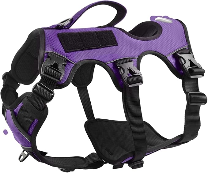AUROTH Escape Proof No Pull Dog Harness - Soft Padded Reflective Adjustable Vest with Lift Handle - Medium Size