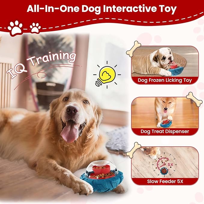 Interactive Dog Toy, Puzzle Toy with Adjustable Treat Dispensing & DIY Frozen Treats, Dog Enrichment Toys to Keep Them Busy and Mental Stimulation