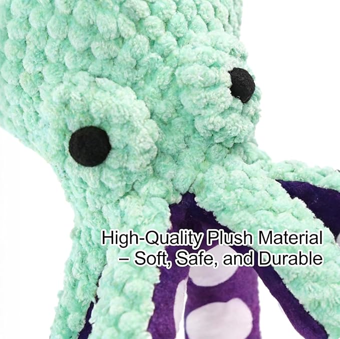 Plush Octopus Dog Toy with Squeaker, 12.6 × 3.3 in Interactive Chew Toy for Small & Medium Dogs, Soft Fun Pet Toy, Not for Heavy Chewers