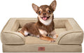 Comfort Expression Orthopedic Dog Bed for Small Dogs 24x16 Inch, Waterproof Supportive Egg Crate Foam Small Pet Bed with Removable Bolster, Dog Couch with Washable Cover & Non-Slip Bottom, Light Brown