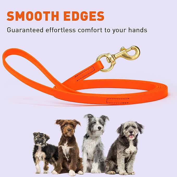 Viper Biothane K9 Working Dog Leash Waterproof Lead for Tracking Training Schutzhund Odor-Proof Long Line with Solid Brass Snap for Puppy Medium and Large Dogs, 20ft Hunter Orange