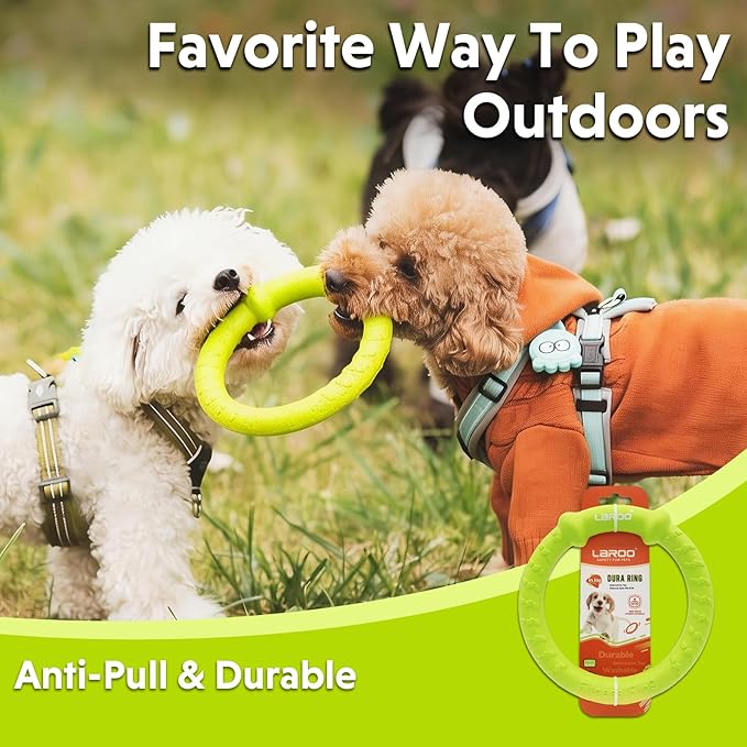 LaRoo Dog Toys for Aggressive Chewers,Floatable Dog Flying Disc,3 Sizes Dog Tug Toy,Interactive Dog Toys
