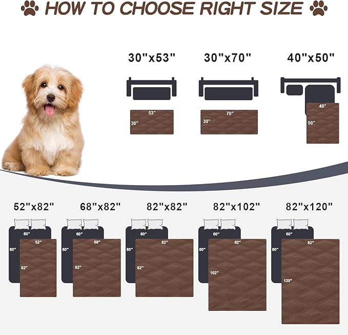 Smiry Waterproof Dog Bed Cover Blanket 40x50, Soft Reversible Pet Blanket, Washable Leakproof Cats Dogs Couch Cover for Sofa, Couch, Furniture, Brown/Chocolate