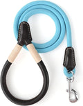 Mile High Life Leather Handle Dog Leash, 6 FT/5 FT/4 FT Rope Leash for Small Medium Large Dogs (Blue, 4FT)