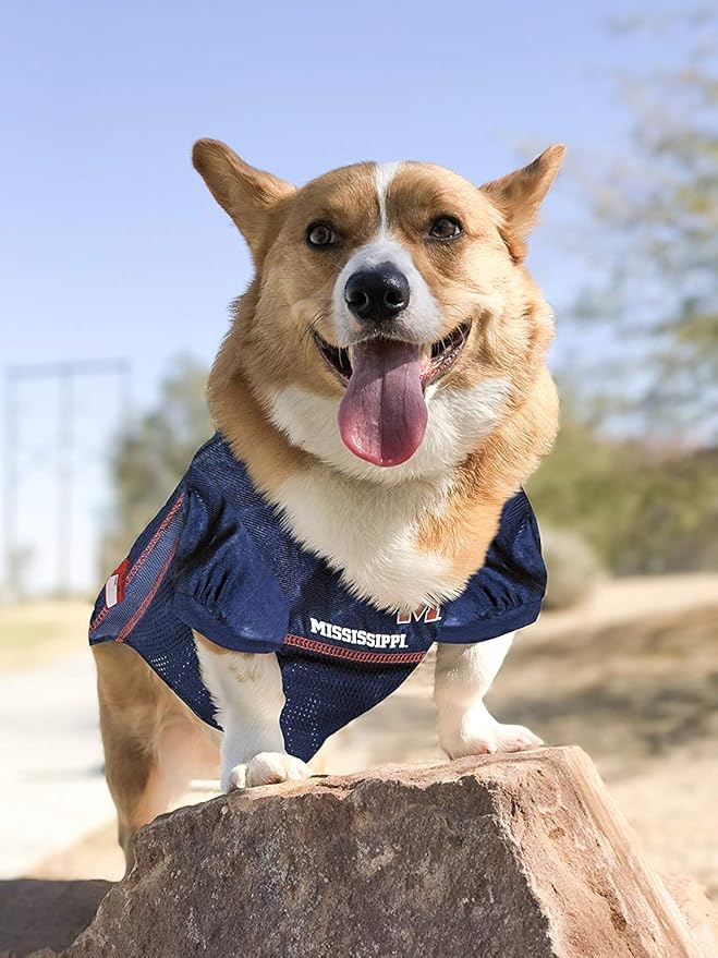 Pets First NCAA College Mississippi Ole Miss Rebels Mesh Jersey for DOGS & CATS, Large. Licensed Dog Jersey with your Favorite Football/Basketball College Team
