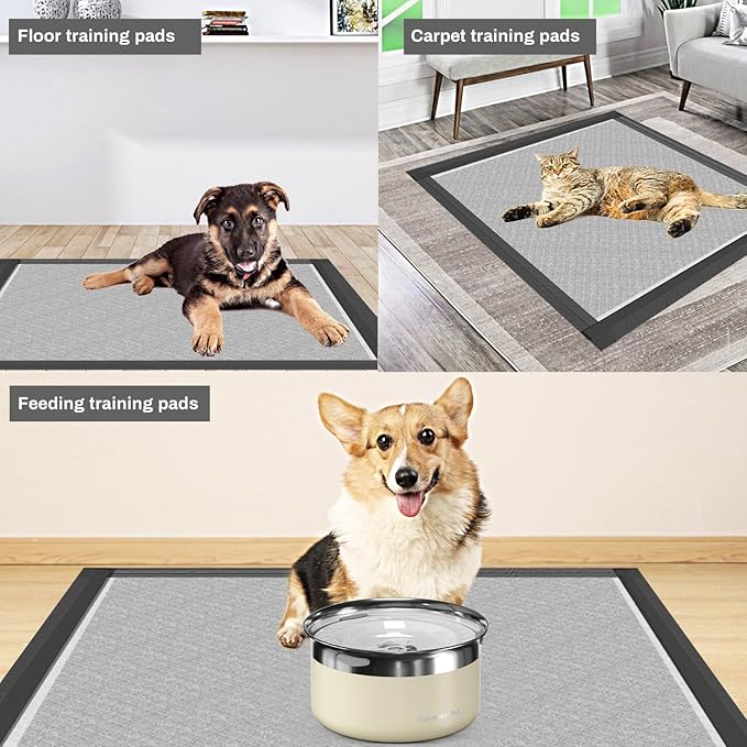 Charcoal Puppy Pads 28x34 Inches Extra Large Dog Pee Pads Odor-Control & Leak-Proof Disposable Pet Training Edge-Wrapping Thicken Potty Pad for Dogs, Cats, Rabbits (50 Pieces)