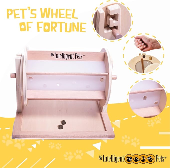 MY INTELLIGENT PETS Wheel of Fortune - Treat Dispenser and Engaging Slow Feeder, Mental Stimulation Toy for Dogs and Cats, Boredom Buster