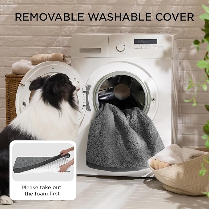 Bedsure Dog Bed Medium Size Dog - Comfy Flat Puppy Beds with Removable Washable Cover, Orthopedic Egg Crate Foam Pet Mat, Suitable for Pet Up to 30 lbs