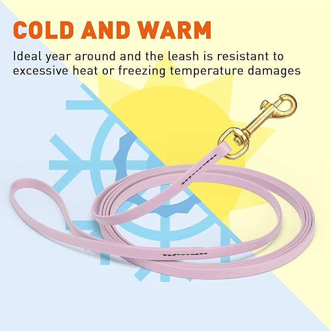 Viper Biothane K9 Working Dog Leash Waterproof Lead for Tracking Training Schutzhund Odor-Proof Long Line with Solid Brass Snap for Puppy Medium and Large Dogs, 20ft Pastel Purple