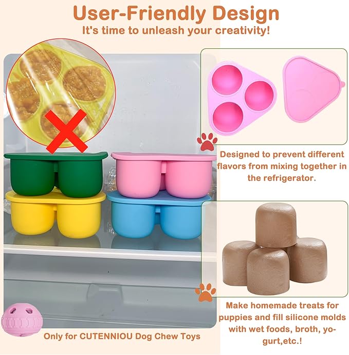 2 in 1 Interactive Dog Toy and Silicone Tray with Lid, Dog Enrichment Toys for Large Dogs 25-75 lbs, Freezable Dogs Chew Toy to Keep Them Busy, Frozen Treat Dispensing for Slow Food Training