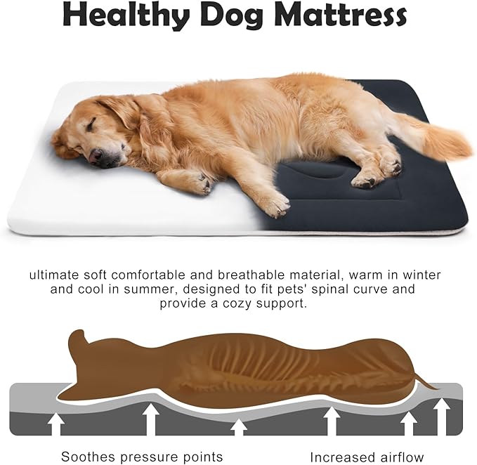 JoicyCo Extra Large Dog Bed Soft Dog Crate Pad Mat, 48 in Non-Slip Bottom Washable Dog Sleeping Mattress Pet Beds Cat Bed Kennel Pad, Dark Gray