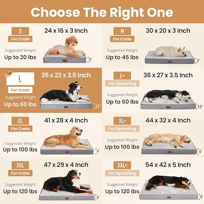 OhGeni Orthopedic Waterproof Dog Bed for Medium Large Dogs, Machine-Washable Removable Cover in Easy-Clean Fabric, High Density Foam & Easy-Carry Handle, Suitable for Crate, 35 inch (Black)