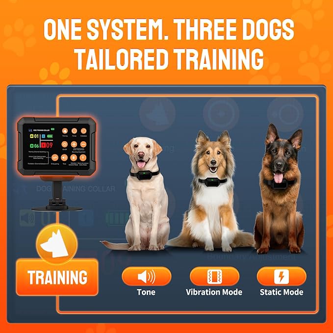 Wireless Fence for 3 Dogs Radar Wireless Dog Fence, 10–120ft Adjustable Boundary, IPX7 Waterproof Dog Collar, Beep/Vibration/Shock Collar, Dog Fence Outdoor for Yard (1 Collar)