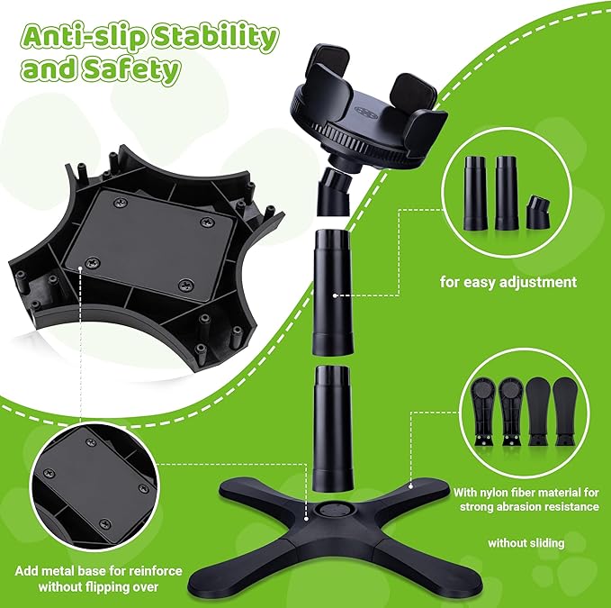 Dog Bowls,Elevated Adjustable Dog Bowl Stand with 3 Heights & Tilted Feeding Design, Raised Stand Compatible with Medium & Large Breeds(with Stainless Steel Bowls-Black)