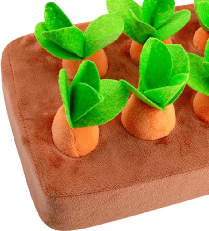 Garden Carrot Plush Toy Vegetable Fruit Pet Interactive Puzzle Foraging Training Educational Toy Increase Dog Enrichment Toys, 8 Carrots, Multiple Sizes