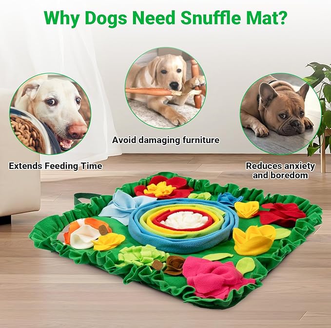Snuffle Mat for Dogs - Interactive Dog Toys to Keep Them Busy | Dog Puzzles Slow Feeder Bowl for Puppy Treat Lick Mat