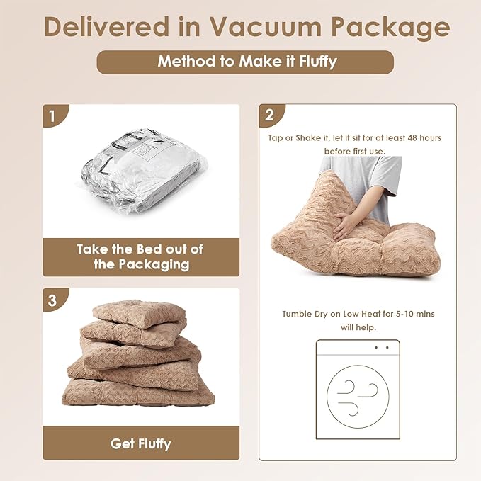 EHEYCIGA Washable Small Dog Bed for Crate 23x18 Inch, Reversible Kennel Pad for Puppy Weight Up to 25 lbs, Plush and Comfy Pet Sleeping Mat, Camel