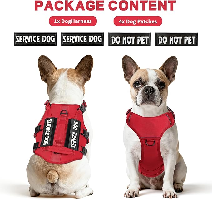 Escape Proof Dog Harness,Soft Padded Full Body Pet Harness,No Pull Tactical Working MOLLE Vest with 4 Pet Patches,Service Dog Vest Harness for Large Dogs Walking Hiking Training
