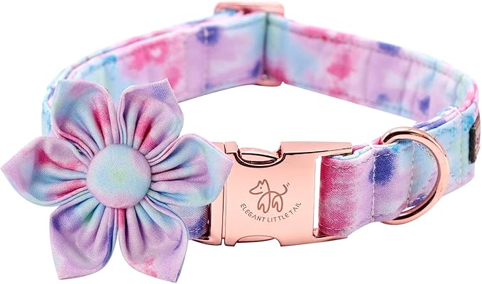 Elegant little tail Colorful Dog Collar for Female or Male Dogs, Flower Pet Collar Adjustable Dog Collars Gift for X-Small Dogs and Cats