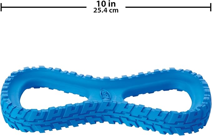 Nerf Dog Tire Infinity Tug Dog Toy, Lightweight, Durable and Water Resistant, 10 Inches, for Medium/Large Breeds, Single Unit, Blue