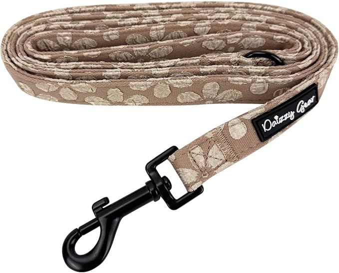 Large Dog Collar and Harness Set – No Pull, All-Weather, Breathable Harness & Leash Set with Collar, Bandana, Sailor Bow & Poop Bag Holder – Adjustable & Soft - Cocoa Bloom on Jacquard Fabric